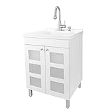JS Jackson Supplies White Utility Sink in White Vanity, Stainless...
