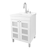 JS Jackson Supplies White Utility Sink in White Vanity, Stainless...