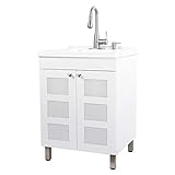 Utility Sink Laundry Tub With Cabinet In White, High Arc...