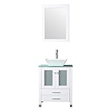 BATHJOY 24” White Bathroom Wood Vanity Cabinet Top Ceramic...