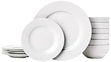 Amazon Basics 18-Piece Kitchen Dinnerware Set, Plates, Dishes,...