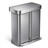 simplehuman 58 Liter / 15.3 Gallon Rectangular Hands-Free Dual...