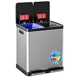 iTouchless 16 Gallon / 60 L Stainless Steel Kitchen Trash Can,...