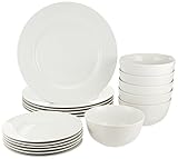 Amazon Basics 18-Piece Kitchen Dinnerware Set, Plates, Dishes,...