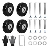 50mm x 18mm Luggage Replacement Wheels Set 4Pcs Rubber Swivel...