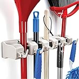 Home-it It Mop and Broom Holder, 5 Position with 6 Hooks Garage...