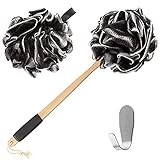 Loofah with Handle | Bamboo Charcoal Infused Loofah Back Scrubber...