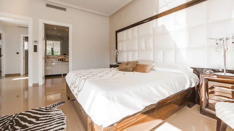 Brown Wooden Bed Frame with White Cover Brown Wooden Bed Frame with White Cover