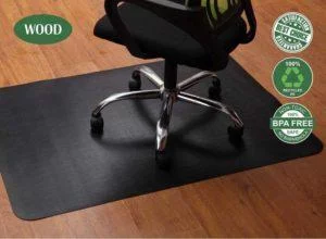 Lemostaar Black Chair Mat for Hardwood Floor, Straight Edge