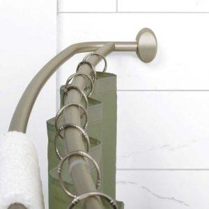 Zenna Home 35604BN Aluminum Double Curved Shower Curtain Rod