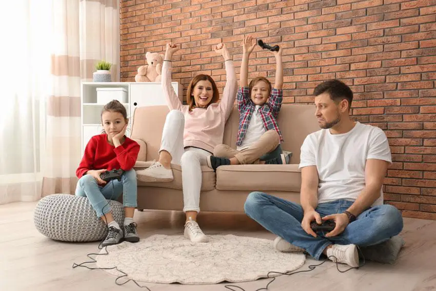 happy family on Couch