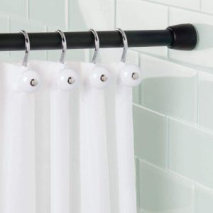 iDesign Cameo Metal Tension Rod Customizable Curtain Rod for Bathtub