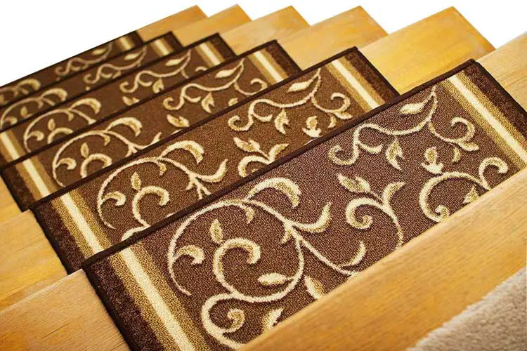 Beautiful Floral Design Stair Mats with Rubber Backing
