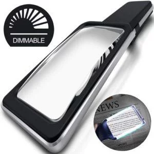 MagniPros 3X Magnifying Glass with Dimmable LEDs - Brightest Reading Magnifier light for Seniors