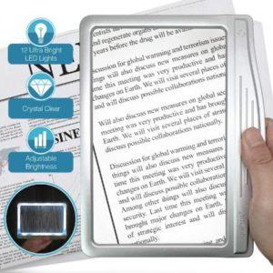 MagniPros Ultra Bright LED Page Magnifier - For Reading Small Prints & Low Vision Seniors