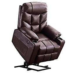 Mcombo Faux Leather Electric Power Lift Recliner Sofa for Elderly Citizen with Side Pockets