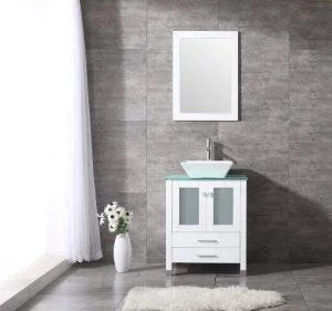 BATHJOY 24” Wood Cabinet Vanity White - Best Quality Small Bathroom Vanity