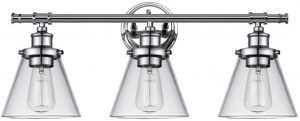 Globe Electric - Parker 3 Chrome Bathroom Vanity Lights with Clear Glass Shades