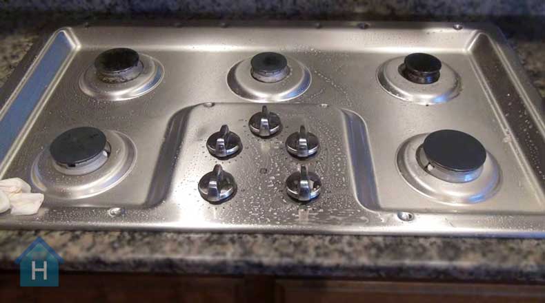 how to remove heat stains from stainless steel cooktop