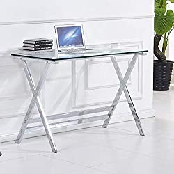 Tempered Glass Home Office Desk for Small Spaces