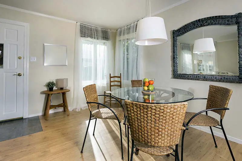 Beautiful Decorated Patio Area, Tempered Glass Tabletop Table & Chairs