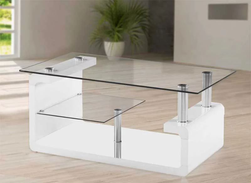 White Table & Tempered Glass Tabletop in Patio Area