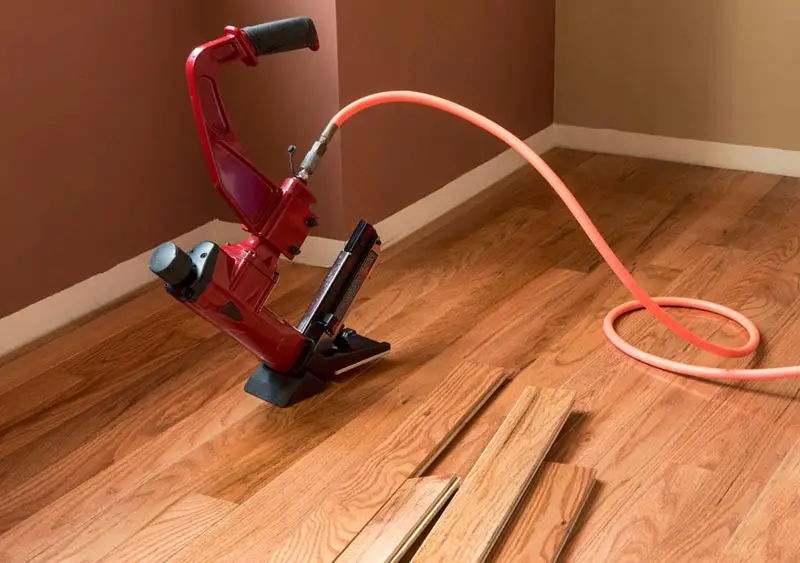 Pneumatic Nailer on hard-wood-flooring