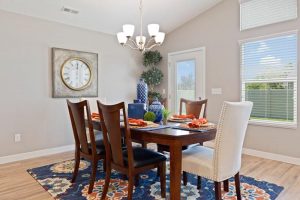 Patterned Dark Rugs for the Dining Space