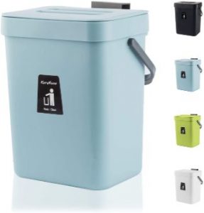 KaryHome Hanging Small Trash Can with Lid for Kitchen Counter Top or Under Sink