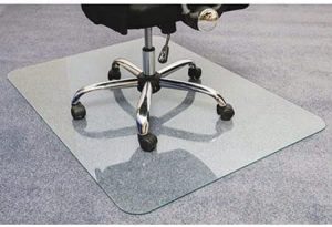 Thick Tempered Glass Heavy Duty Chair Mat For High Pile Carpet