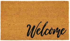 mDesign Rectangular Coir and Rubber Entryway Welcome Doormat