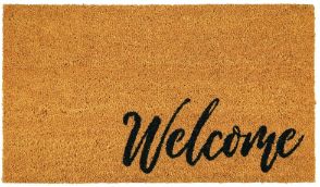 mDesign Rectangular Coir and Rubber Entryway Welcome Doormat